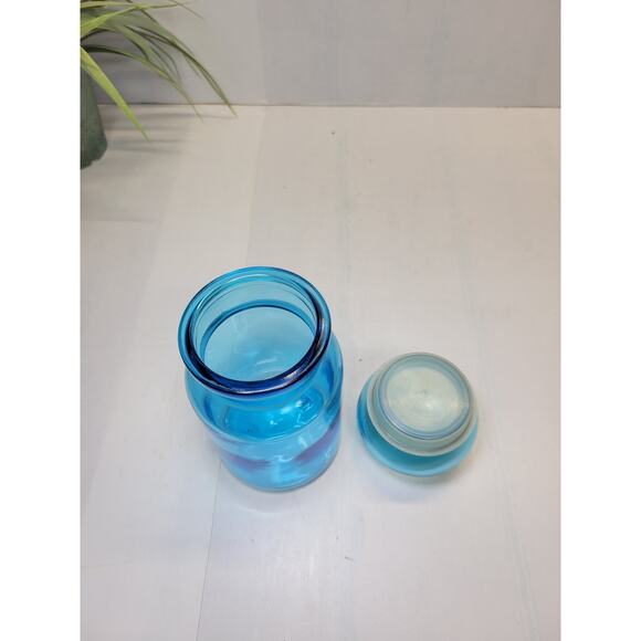 Vintage Belgium Blue Glass Bubble Top Apothecary Jar - Picture 2 of 4